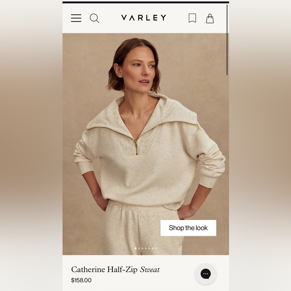 Varley Catherine Half Zip Cream Speckled Pullover